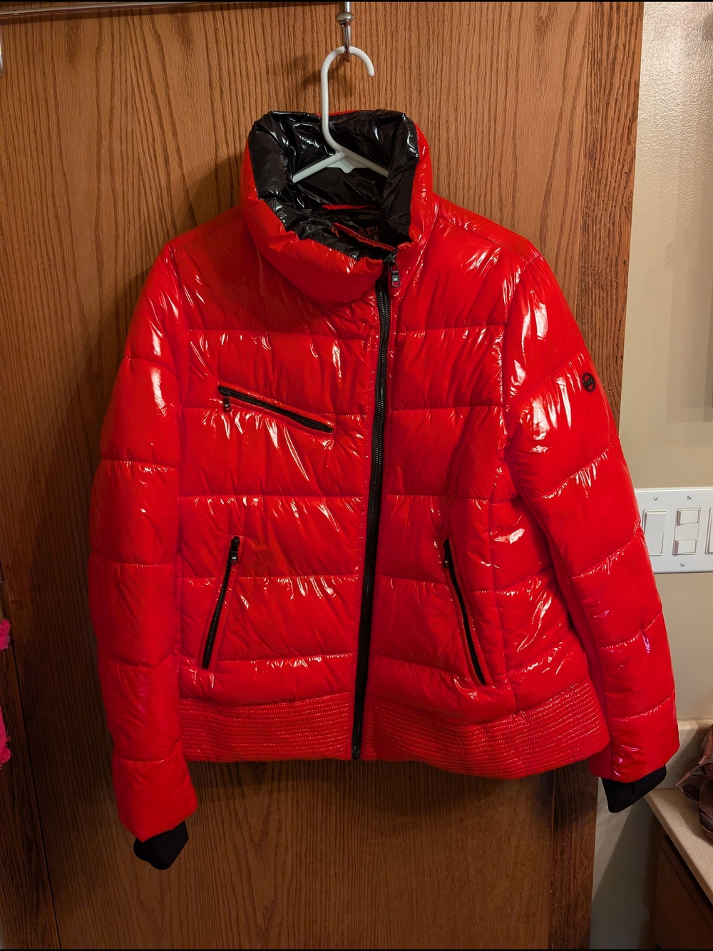 NWOT Michael Kors Laquer Red Quilted Puffer Waist Jacket